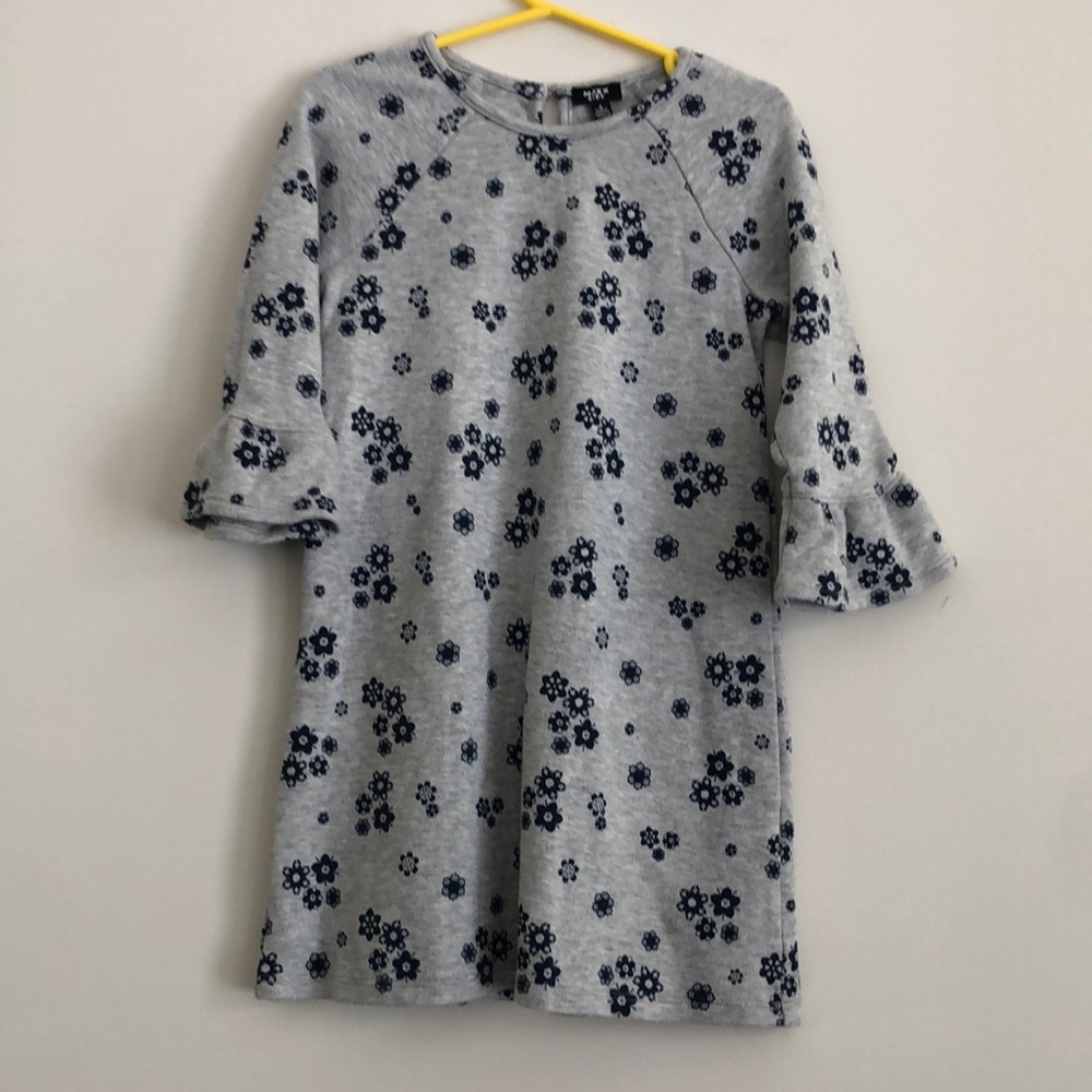 Mexx girls grey with blue flowers knit dress size 6